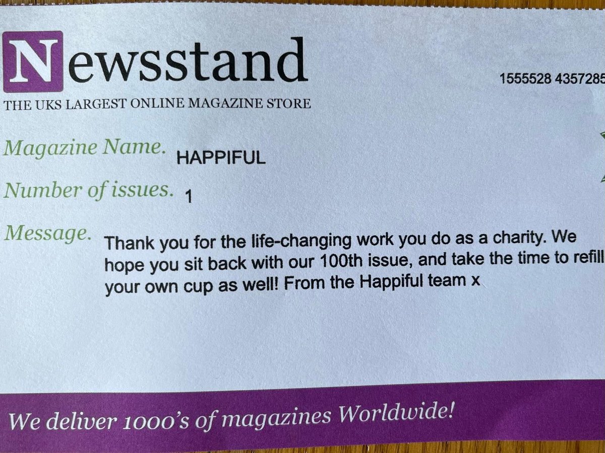 AnxietyUK's tweet photo. It was so lovely to receive this thoughtful note and a copy of Happiful's 100th edition. Congratulations to the team @happifulhq and thank you 😊
#Happiful #AnxietyUK #Magazine https://t.co/d06NziFULK