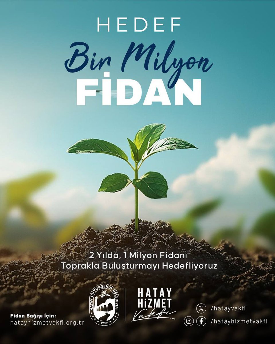 HatayBSB's tweet image. 🌱 2 yılda 1 milyon fidanı toprakla buluşturmayı hedefliyoruz. 

Ormanlarımızı yeniden canlandıracak, Hatay’ımızın her karış toprağını yeşerteceğiz. 

Fidan bağışı için 👉 hatayhizmetvakfi.org.tr/fidan-bagisi

Desteklerinizi bekliyoruz. 💚