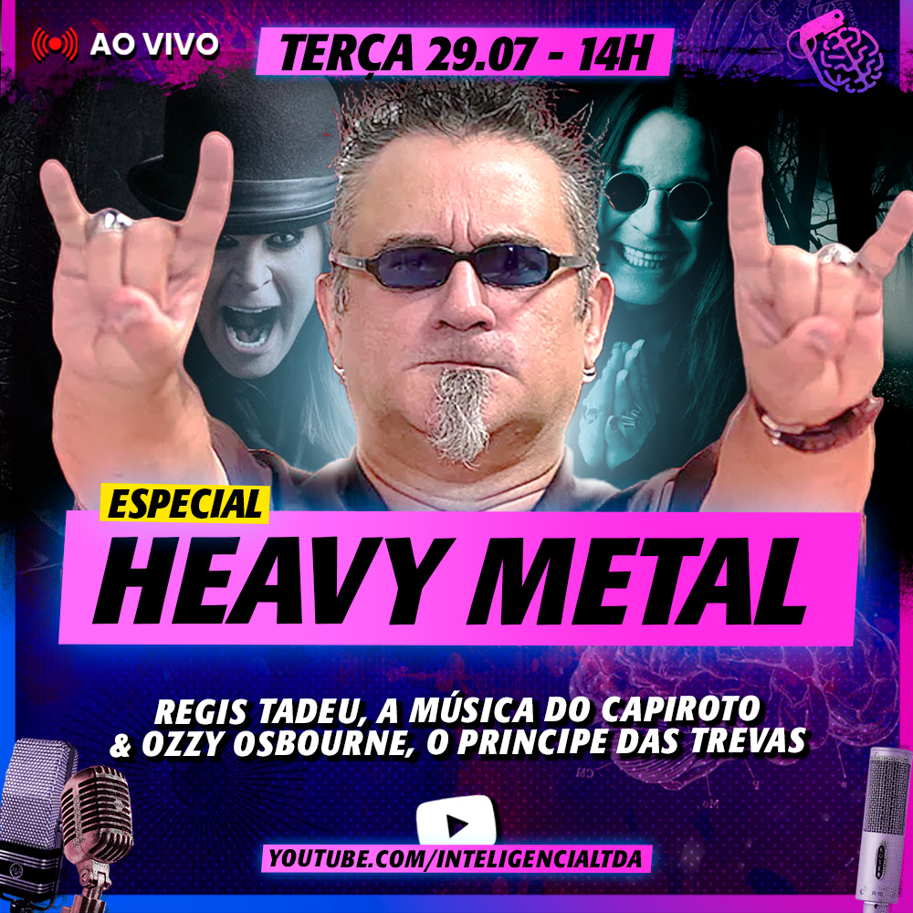 REGIS TADEU é crítico musical. Ele vai bater um papo sobre a história do Heavy Metal e suas vertentes. O Vilela entende bastante de metal, já que viveu na Era do Bronze.