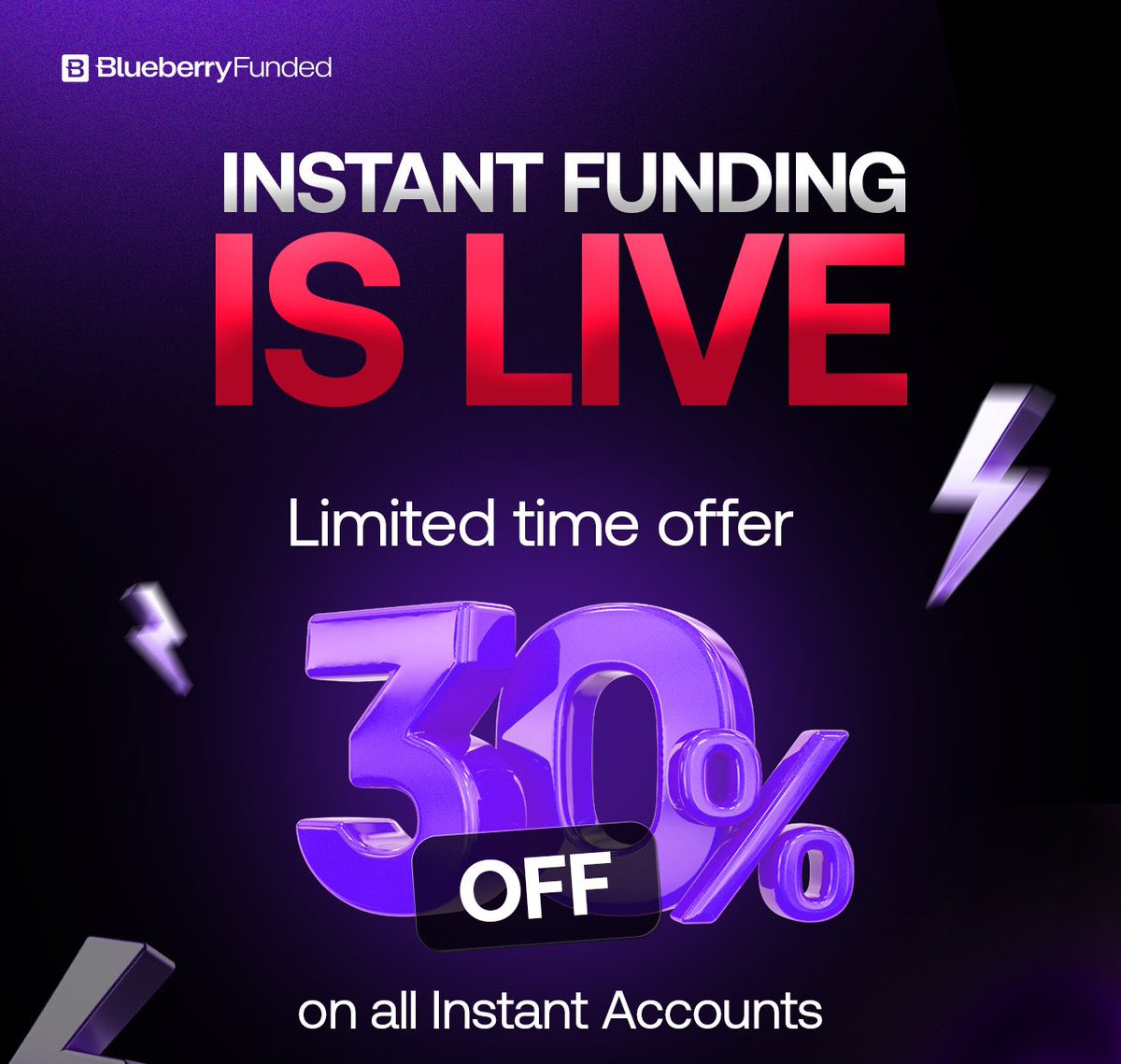 🚨 Blueberry Instant Funding is LIVE!
Enjoy 30% OFF all instant accounts – use code INSTANT30 💥
Don’t miss this limited-time offer!

🔗blueberryfunded.com/?utm_source=af…