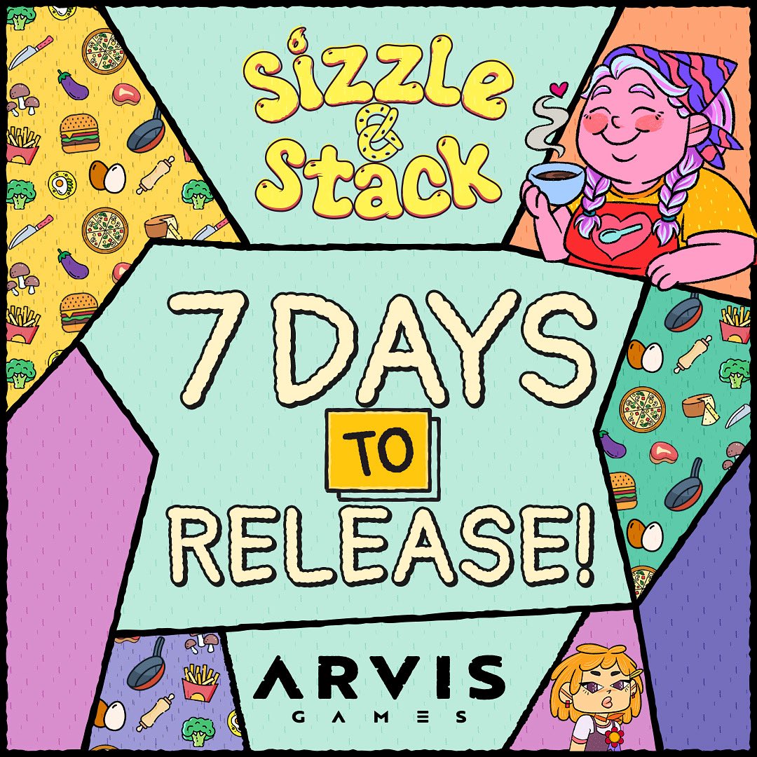 Only 7 days until we open the kitchen! 🔥

Sizzle &amp; Stack releases on August 5th

Stack, cook, and serve your way to 
culinary glory

Wishlist now on Steam 🧡 store.steampowered.com/app/3629080/Si…