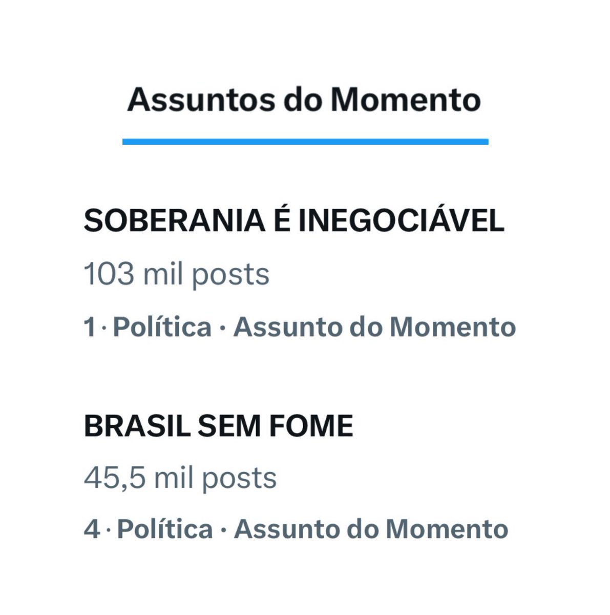 E mais uma vez no topo das paradas, liderando derando os assuntos, ocupando o debate e enquadrando pautas...

Nós mesmos, a militância digital de esquerda:

SOBERANIA É INEGOCIÁVEL 
BRASIL SEM FOME