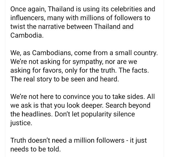 ChenSokche54355's tweet photo. Thailand tries to paint Cambodia that we break the ceasefire but that is a lie  Thai is trying to spread fake news about Cambodia. 
#InternationalJusticeForKhmer
 #ExposeThailandLies 
#TruthForCambodia https://t.co/xnLKMkg1WH