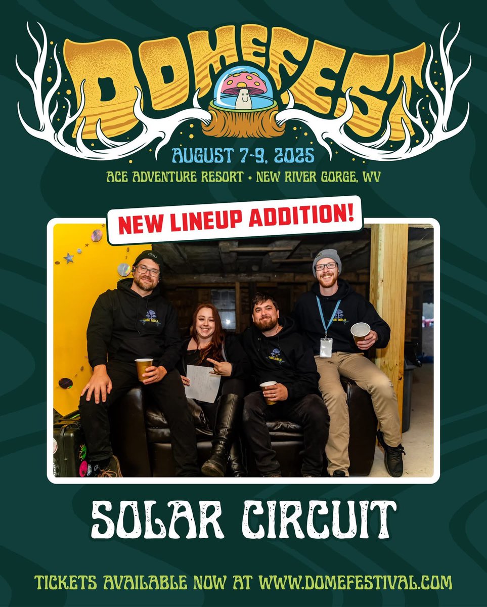 Solar_Circuit's tweet image. SURPRISE! We’re headed to #domefest next Sat 8/9 for THREE tweener sets between our lovely hosts @pigeonsplaying, as well as @DizgoBand and Domefest Allstars! See ya on the mountain 🤘🐦🤘 
Tickets+Details: domefestival.com