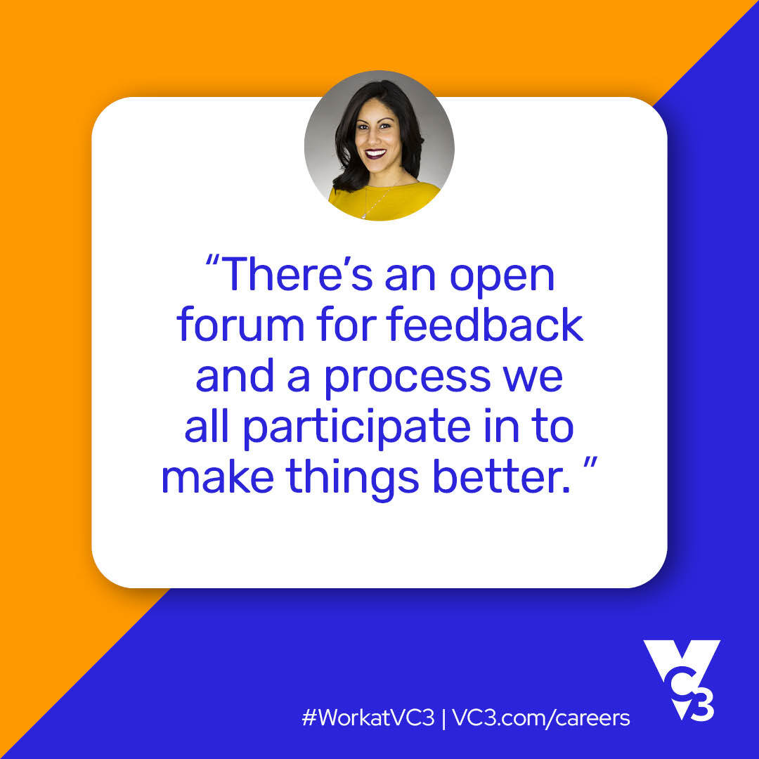 at VC3, every member has a seat at the table, with open forums for feedback &amp; a collective process that invites us all to contribute to make things better. 

If you're seeking a career where your ideas &amp; feedback are essential, we invite you to join us &gt; hubs.li/Q03w0MtB0