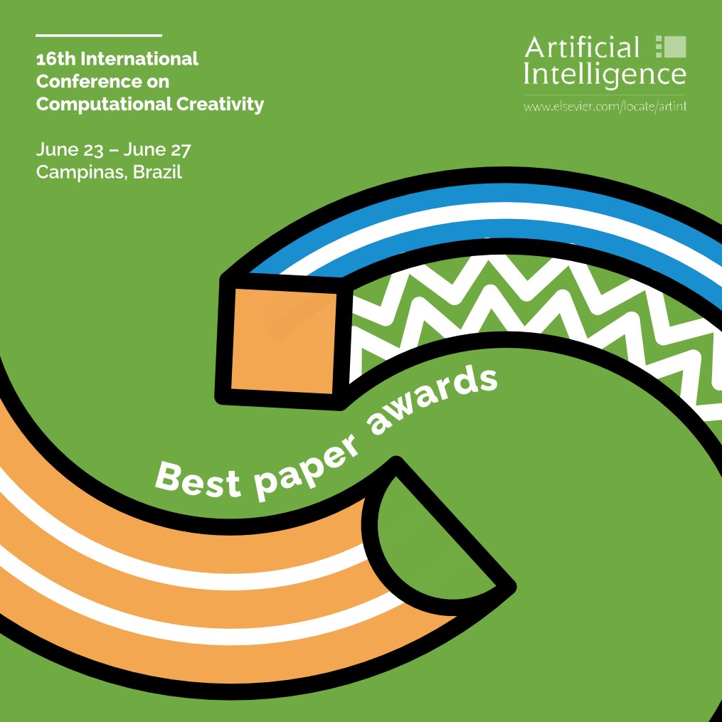 iccc_conf's tweet image. We are please to announce this year's best papers!
The best paper awards of this year’s conference was sponsored by the Artificial Intelligence Journal (AIJ).
#iccc25 #computationalcreativity #creativity #campinas #brazil #computerscience #computerengineering #computers