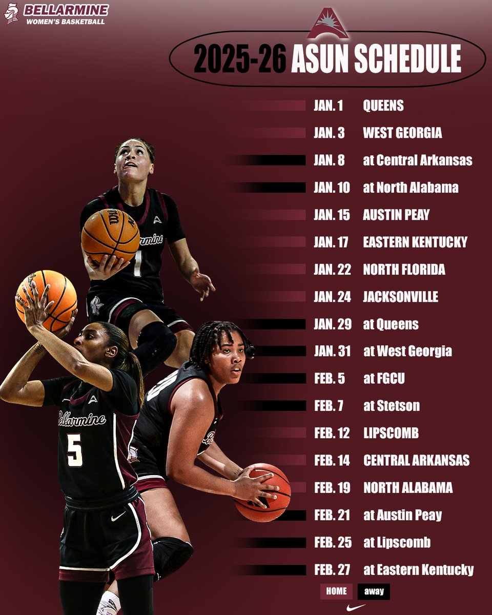 Bellarmine Women's Basketball (@buknightswbb) on Twitter photo The 2025-26 <a href="/ASUNSports/">Atlantic Sun Conference</a> schedule has been revealed.
We're set for:
▪️ 1⃣8⃣ total conference games
▪️ 9⃣ conference home games
▪️ Jan. 1 conference opener (in Knights Hall)
📰 athletics.bellarmine.edu/news/2025/7/29… The 2025-26 <a href="/ASUNSports/">Atlantic Sun Conference</a> schedule has been revealed.
We're set for:
▪️ 1⃣8⃣ total conference games
▪️ 9⃣ conference home games
▪️ Jan. 1 conference opener (in Knights Hall)
📰 athletics.bellarmine.edu/news/2025/7/29…