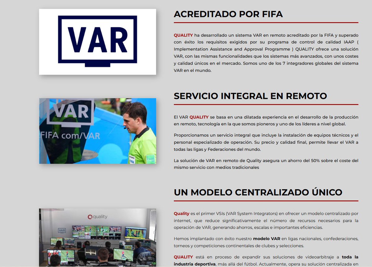 Esta noticia también confirma la llegada del VAR de Hacendado a la Primera Federación porque esta productora tiene experiencia con el modelo que van a implementar esta temporada.

En su web está toda la información: quality.media/es/var/