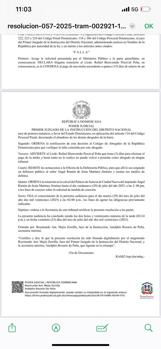 mscarlos2000's tweet photo. Ayer me fue entregada la Resolución Íntegra que ordenó el apresamiento de Ángel Martínez el 23 de julio del 2025 y que lo mantiene preso de forma ilegal, abusiva e inhumana; hemos visto como una persona ha sido reducida a su más mínima expresión; la dignidad humana, hemos visto https://t.co/6IKowUQoqJ