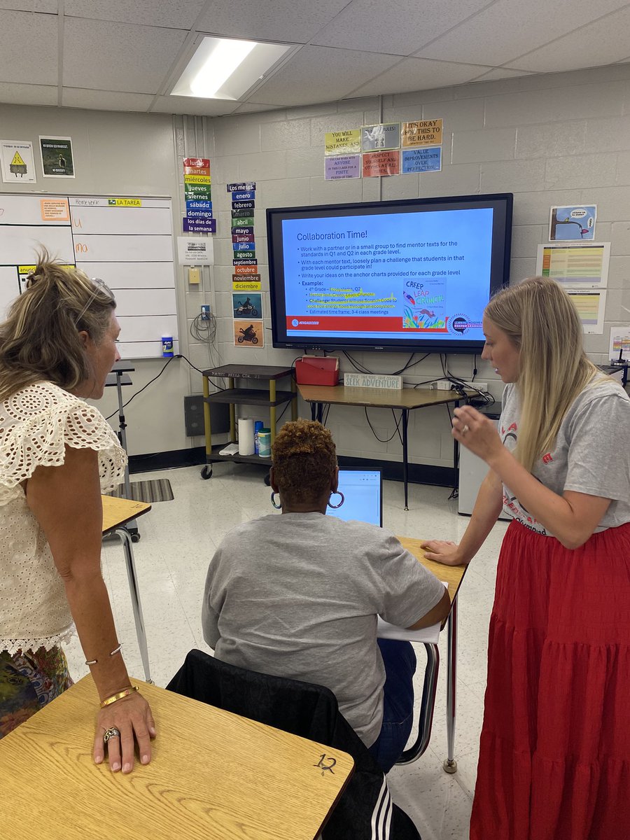STEMTania's tweet image. Our #STEMCobb ES teachers spent time this morning in CCCs planning for intentional incorporation of read alouds in their specials classes. Great ideas for tying in science/math standards to STEM challenges. @CobbPLearning #EngageCobb