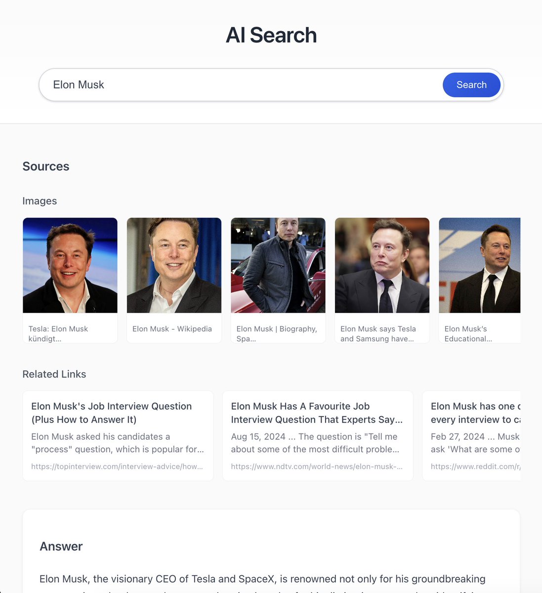 周末用 Go 纯手工撸了个 AI Search Agent，今天顺手让 Claude Code 写了个 Web 页面。坑已经开了，慢慢填 😂。