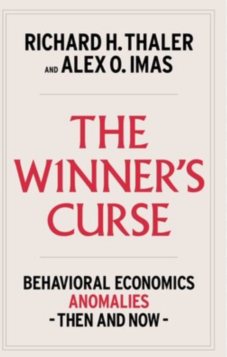 Alex Imas (@alexolegimas) on Twitter photo Longer thread incoming, but <a href="/R_Thaler/">Richard H Thaler</a> and I have a new book coming out “Winner’s Curse: Behavioral Economics Anomalies—Then and Now”, out on October 21.
And our UK publisher is running a promo! Longer thread incoming, but <a href="/R_Thaler/">Richard H Thaler</a> and I have a new book coming out “Winner’s Curse: Behavioral Economics Anomalies—Then and Now”, out on October 21.
And our UK publisher is running a promo!