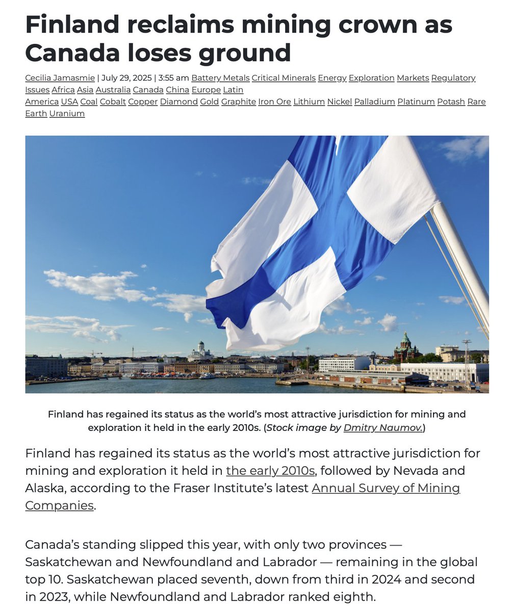 Chapter11Wealth's tweet image. $JSESSW
#SAmining

Sibanye made one of their last investments in Finland. Keliber lithium project.

Would be nice if South Africa could feature on a list like this as a favorable destination to make a mining investment!

ALAS - we rank very low