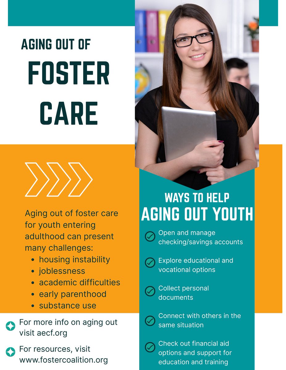 🏠Aging Out of Foster Care🏠

Many foster children age out of the system before their case is closed. They are often not set up to be prepared for independency. Check out our website for resources and see how you can help! 

#fostercare #independentliving