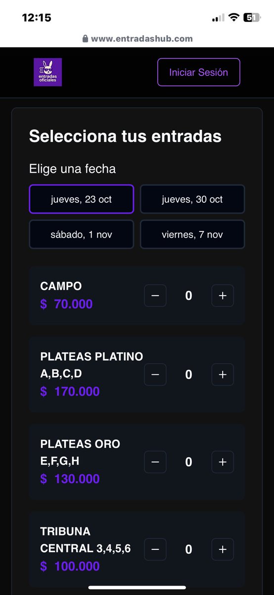 Jajajaja ya ni se esfuerzan por estafar gente ponen que venden entradas para futttura el 23 de octubre jajajaja