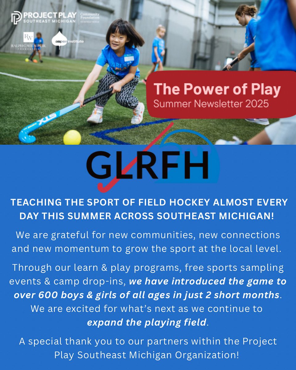 Great Lakes Regional Field Hockey (@greatlakesrfh) on Twitter photo We are so grateful for our growing network of community supporters! Local play everyday in Southeast MI! Glrfieldhockey.org
<a href="/cfsem/">Community Foundation for Southeast Michigan</a> @aspenprojectplay <a href="/clarkparkdtroit/">Clark Park Coalition</a> @embrace_sportz @monroe_family_ymca_ @elparksrec @360detroit @gosplitters <a href="/goodsportsinc/">Good Sports</a> #glrfh We are so grateful for our growing network of community supporters! Local play everyday in Southeast MI! Glrfieldhockey.org
<a href="/cfsem/">Community Foundation for Southeast Michigan</a> @aspenprojectplay <a href="/clarkparkdtroit/">Clark Park Coalition</a> @embrace_sportz @monroe_family_ymca_ @elparksrec @360detroit @gosplitters <a href="/goodsportsinc/">Good Sports</a> #glrfh
