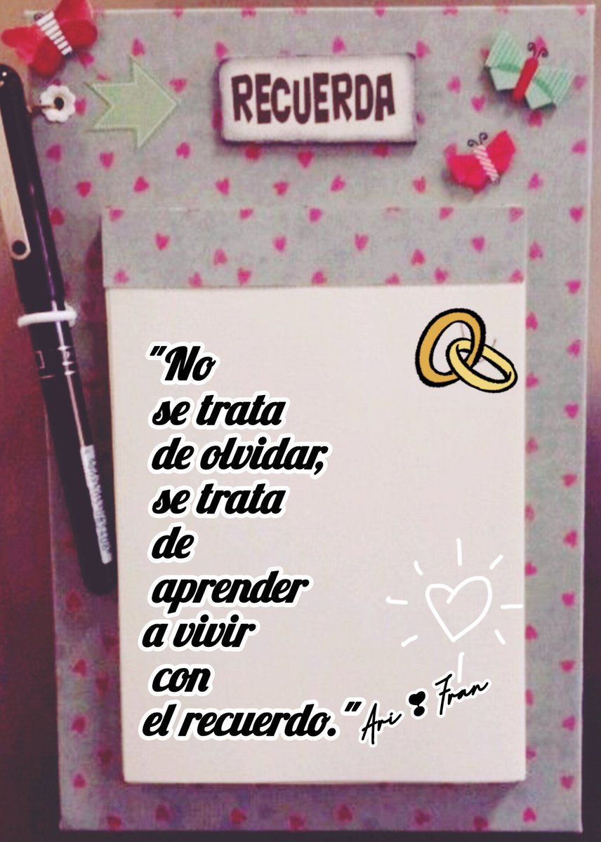 📚📝 #TomaNota
#MartesDeTuitsAMano

"No se trata de olvidar, se trata de aprender a vivir con el recuerdo."

Ari❣️Fran