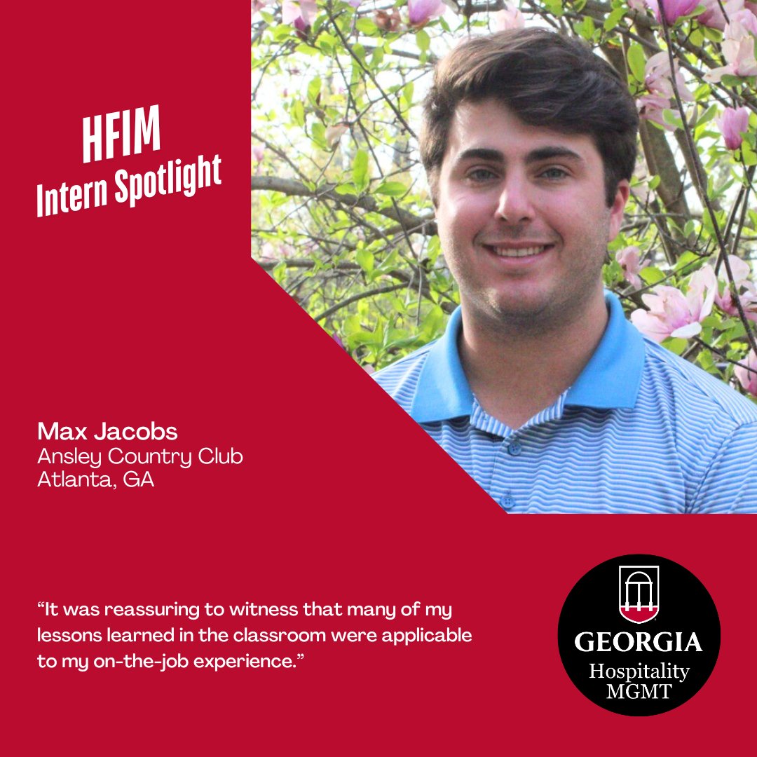 Max Jacobs spent the summer as a Supervisor at Ansley Golf Club, leading a team &amp; rotating through club departments. From delegation to networking via CMAA, Max found his passion in private club management!  #HFIMSpotlight #ClubLeadership #UGAInternships