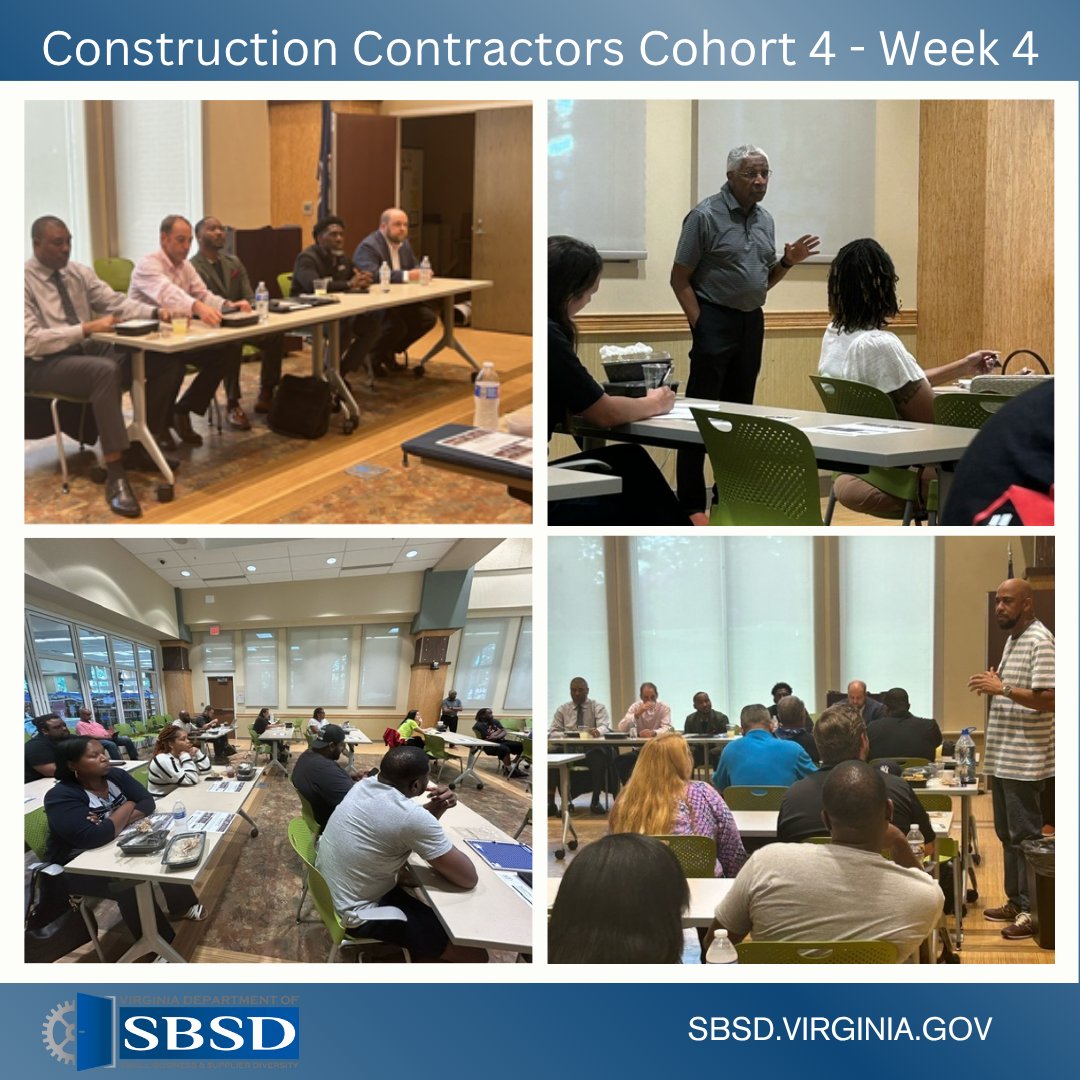 VA Dept. of Small Business and Supplier Diversity (@virginiasbsd) on Twitter photo SBSD & OMBD developed a 12-week cohort for Construction Contractors. This week, the panel of speakers included Dewayne Johnson (VSBFA), Chris Dunn (Fulton Bank), Rufus Thomas (MBL), Darlington Curtis (Petersburg Advantage FCU), and Chris Fuller (M&T Bank). SBSD & OMBD developed a 12-week cohort for Construction Contractors. This week, the panel of speakers included Dewayne Johnson (VSBFA), Chris Dunn (Fulton Bank), Rufus Thomas (MBL), Darlington Curtis (Petersburg Advantage FCU), and Chris Fuller (M&T Bank).