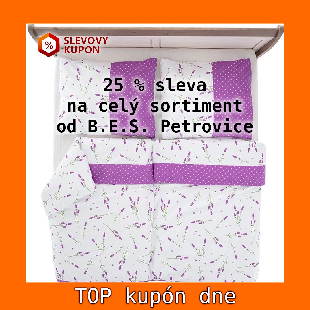 nejlepsislevy's tweet image. 25 % sleva na celý sortiment od B.E.S. Petrovice #BesPetrovice #Povleceni #Domov #Sleva #Slevy #Slevovykupon slevovykupon.net/s/bes-petrovic…