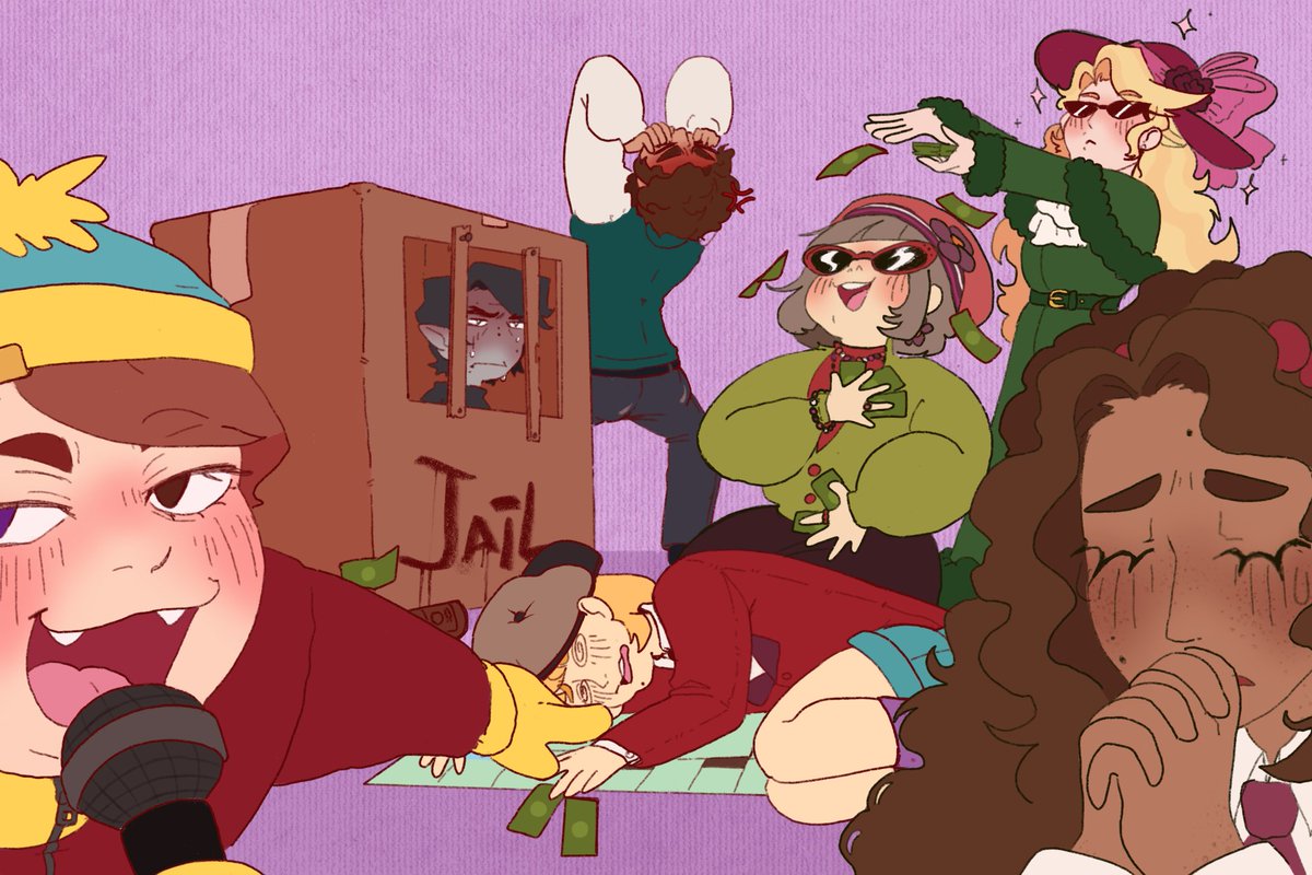Collab of the chaotic family with my wifey <a href="/DokiThorn/">damien thorn's nanny</a> 💖 who let them play Monopoly? #southpark #sptwt #cartmark #rebstella #heibecca #spdip