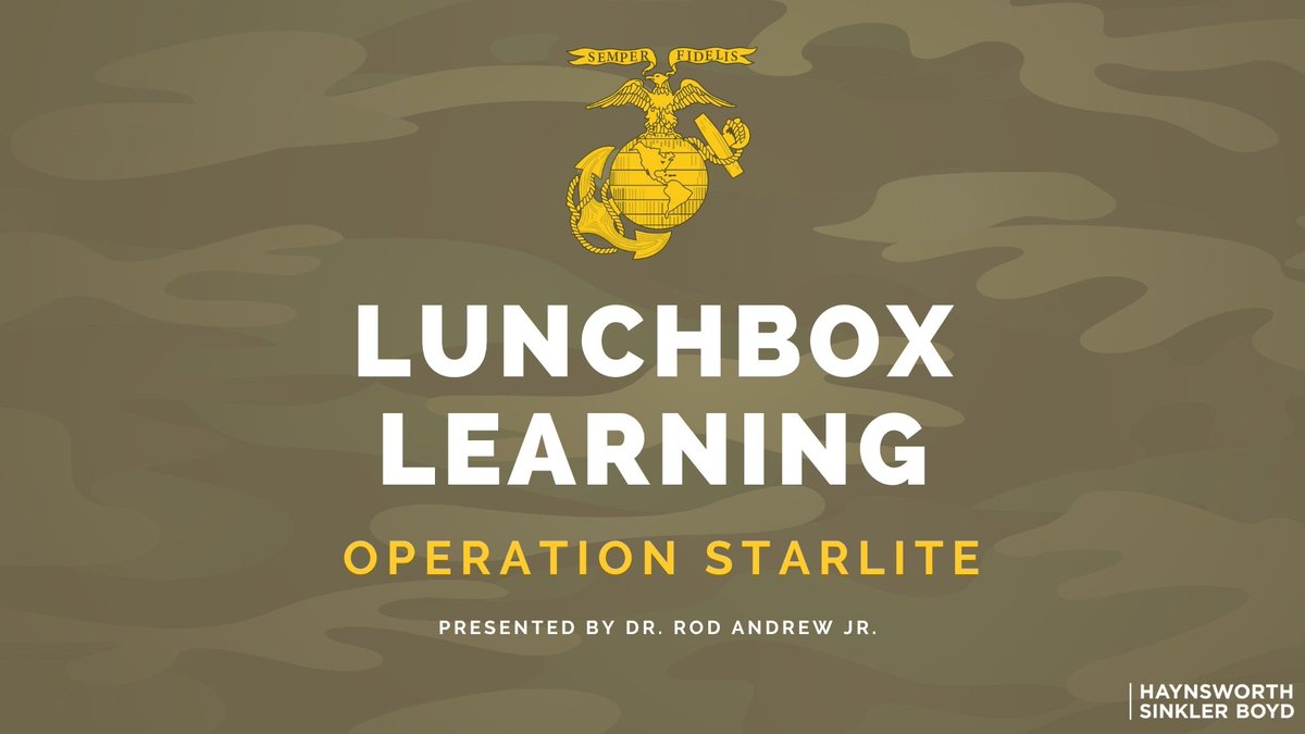 Operation Starlite was the first major offensive conducted by U.S. Marines during the Vietnam War.
In this month's Lunchbox Learning, Dr. Rod Andrew, Jr. will explore the strategic objectives and the operation’s lasting implications for U.S. military strategy in Southeast Asia.