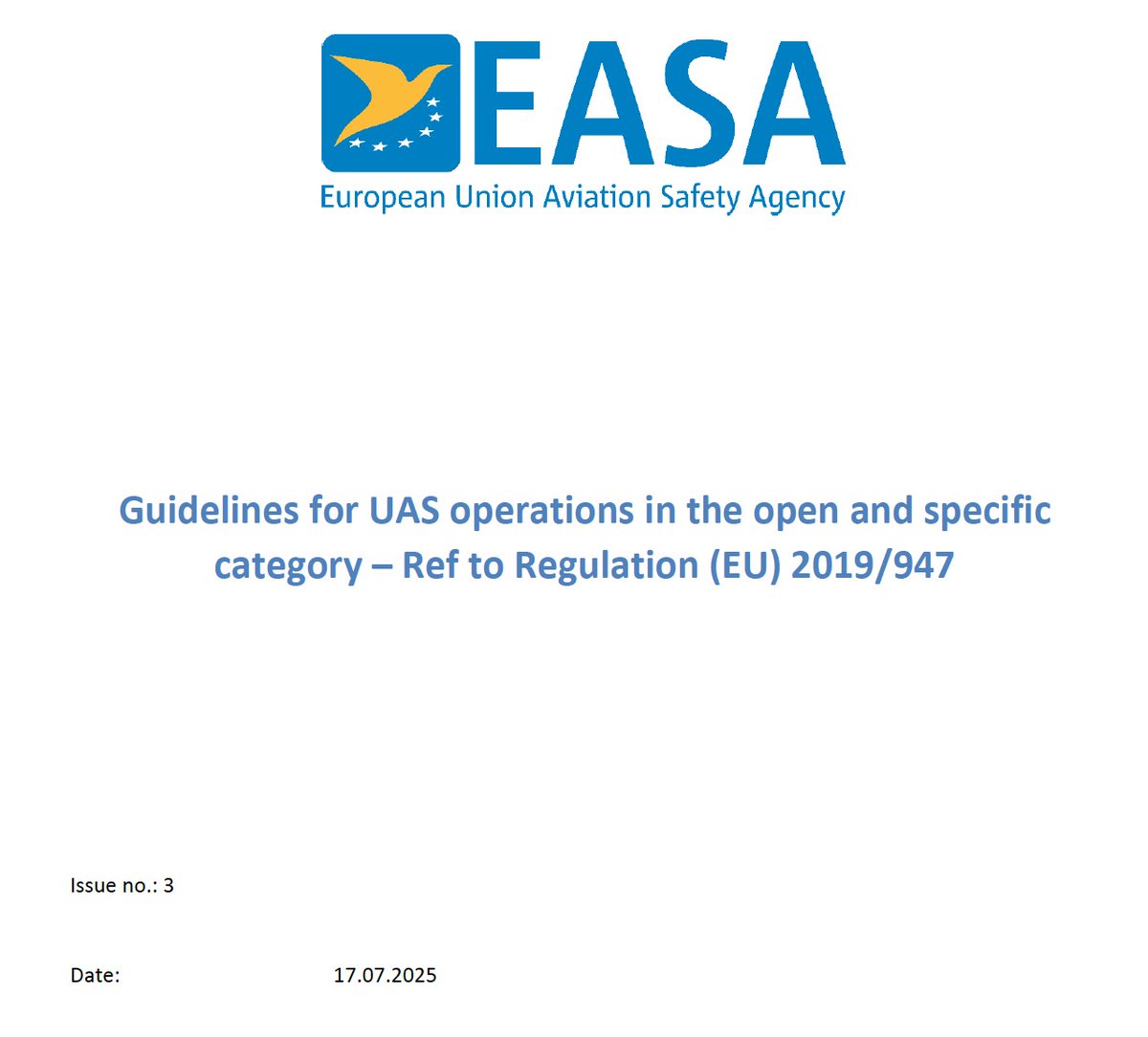 EASA ha publicado nuevas directrices para operaciones de #drones dentro de la categoría abierta y específica.
Estas directrices, no deben interpretarse como GM y no son jurídicamente vinculantes aunque pueden considerarse un buen documento de trabajo.

👉 acortar.link/heBc3Y