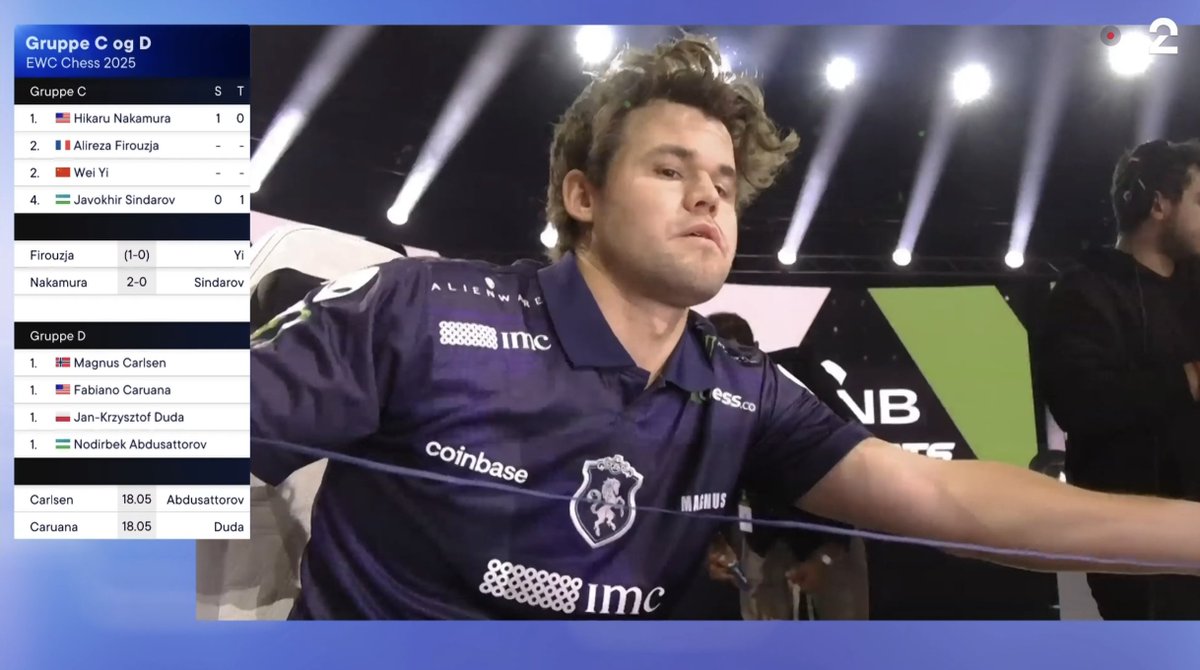 Magnus har ankommet E-sport arenaen og er i gang mot Nodirbek Abdusattorov NÅ på TV 2 Play! #2sjakk