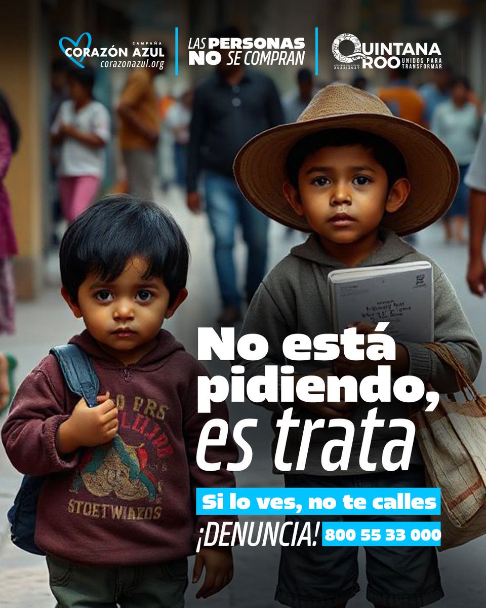 SSC_QROO's tweet photo. 🚨 ¡La #TrataDePersonas es un delito!

Si lo ves, NO te calles.
☎ Llama al 800 55 33 000 y ¡#DenunciaYa! https://t.co/mdyPRFPGXG