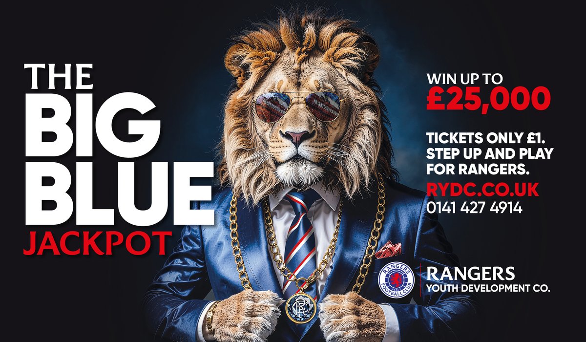 Our new Rangers Lotto Prize Structure
A normal week = 4 prizes of £250.

The last week of every month = a min of £12,000. 

The more fans playing, the higher the prize fund, to a max of £25,000.

These prizes will not roll over. They will be won.

Have you signed up yet?