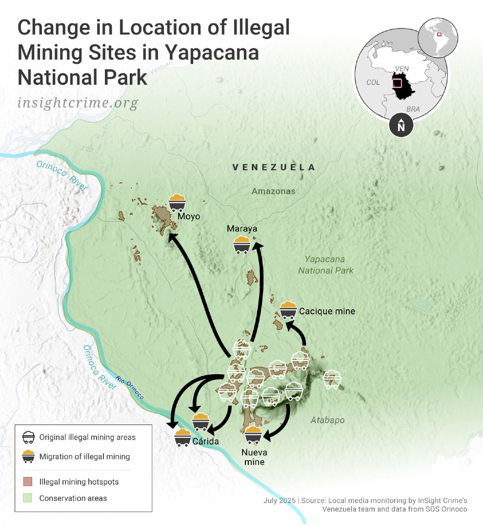 🇻🇪 | Despite Brazilian government action against illegal mining, garimpeiros have settled in Venezuela, where they operate under the protection of officials who demand bribes to allow them to extract and move gold. Read more in our coverage: bit.ly/44P2M2T