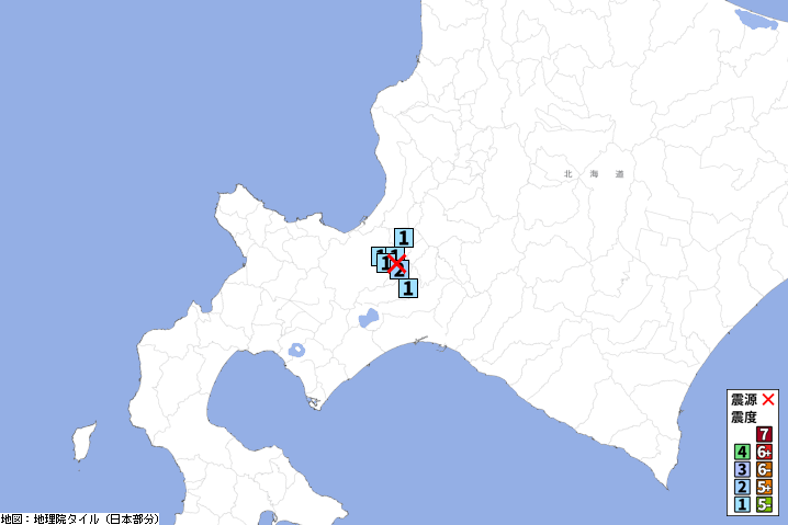 p2pquake's tweet photo. 【地震情報】07/30 00:29頃 震度2 石狩地方南部(深さ約10km、M2.5) 津波の心配なし [震度2]北海道北広島市 [震度1]北海道恵庭市、札幌豊平区、札幌厚別区、札...  https://t.co/qxeK9T5TyQ https://t.co/wbPqrPwy6R