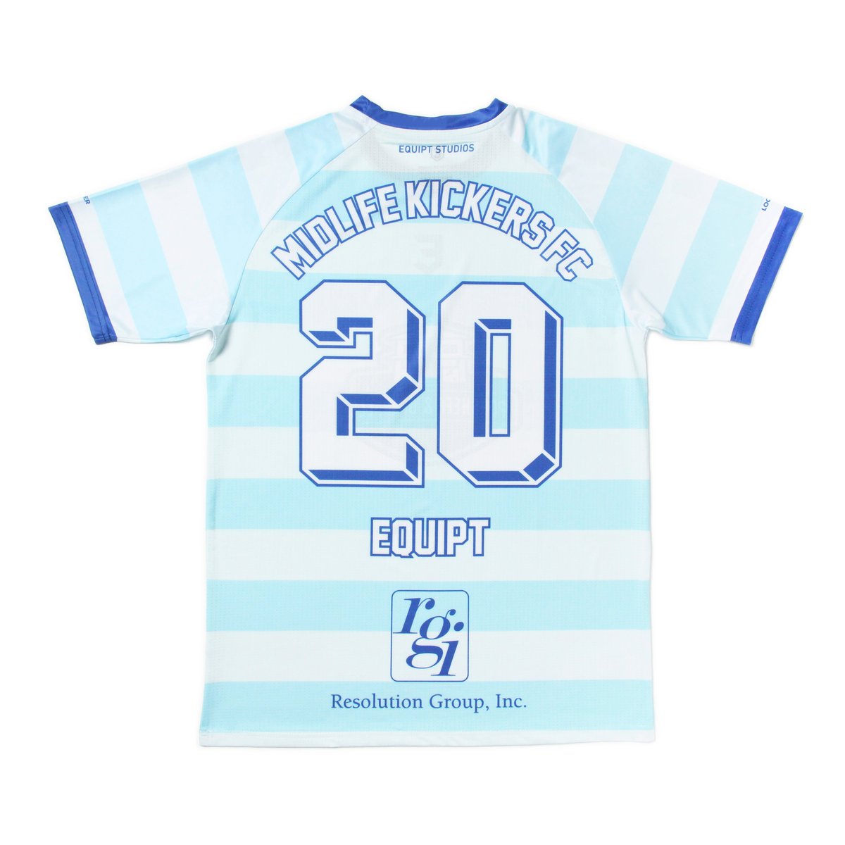 Hoops are underappreciated in soccer, but don't tell that to The Midlife Kickers 🤫

Blue on blue on blue totally works, and how about the German-style team name on the back?