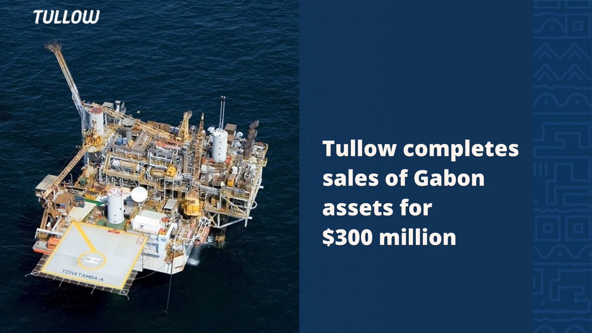 Tullow Oil plc (@tullowoilplc) on Twitter photo Completion of sale of Gabon assets to the <a href="/GabonOil/">Gabon Oil Company</a> for $300 million.
The proceeds will be used to strengthen the balance sheet by materially reducing net debt.
Read more: Tullow completes sale of Gabon assets to the Gabon Oil Company | Tullow Oil plc (LSE: TLW)
#TLW Completion of sale of Gabon assets to the <a href="/GabonOil/">Gabon Oil Company</a> for $300 million.
The proceeds will be used to strengthen the balance sheet by materially reducing net debt.
Read more: Tullow completes sale of Gabon assets to the Gabon Oil Company | Tullow Oil plc (LSE: TLW)
#TLW