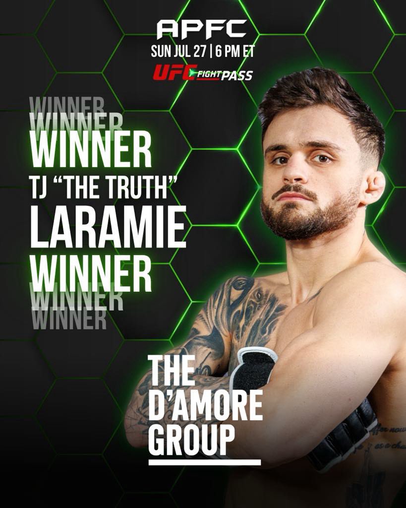 Congrats to local hero TJ “The Truth” Leramie for another big win, his 4th in a roll. Windsor’s got some world class fighters in all disciplines and TJ is one of the very best.
The D’Amore Group is a proud sponsor of TJ and Maximum Training Centre - Windsor.