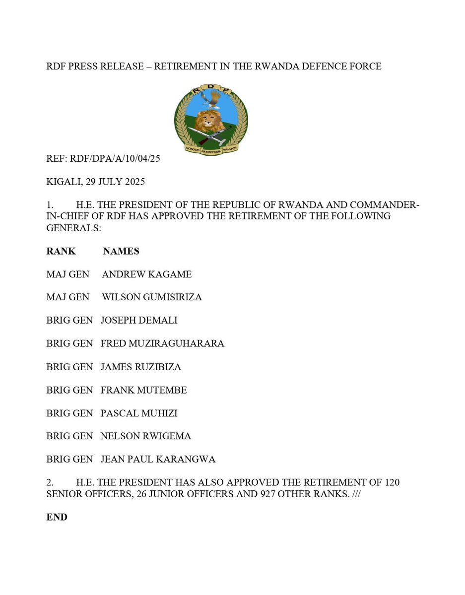 ALERTE &amp; PRUDENCE : Les Autorités Congolaises devraient être aux aguets, car tous ces officiers, sous/officiers et militaires mis en retraite, probablement seront déployés à l’Est de la #RDC pour aider le #M23_AFC_RDF qui sont déjà au front !

<a href="/Presidence_RDC/">Présidence RDC 🇨🇩</a> <a href="/MONUSCO/">MONUSCO</a> <a href="/RDCongoMAE/">Thérèse Kayikwamba Wagner</a>
