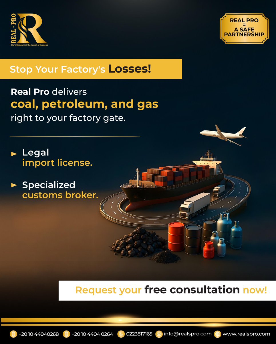 REALPRO31287's tweet photo. 📦 Delayed production?
Import coal, gas, or crude oil fast &amp; legally with Real Pro’s import license.
✅ Customs broker
✅ Factory delivery
🛢️ Group 5 covers key raw materials.
📩 info@realspro.com
#ImportLicense #RealPro #RawMaterials https://t.co/ZDxI2Zm9r5
