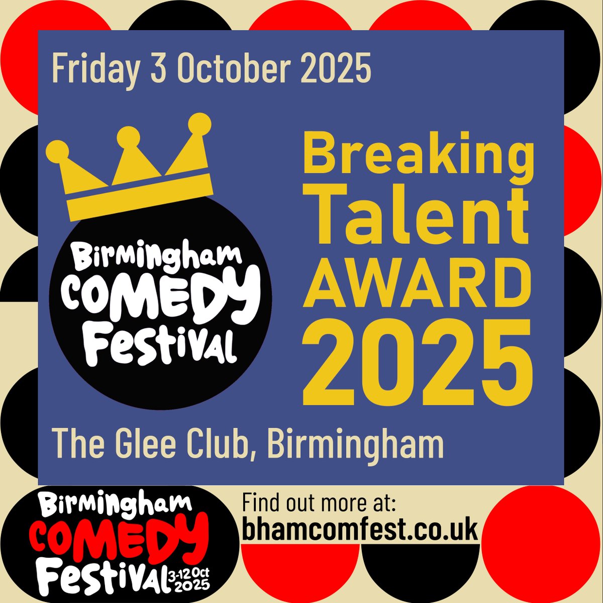 The Glee Club Birmingham (@gleeclubbham) on Twitter photo 👑 Who will take this year's <a href="/BhamComFest/">Bham Comedy Festival</a> Breaking Talent Award crown?!
Join us on Fri 3rd Oct to find out whether BAB, Abbie Edwards, Abbie Hale, <a href="/HarryJenkins/">Harry Jenkins</a> or Ryan S Lewis will join past winners <a href="/JoshPughComic/">Josh Pugh</a> & Celya Ab!
Hosted by James Cook
🎟️ bit.ly/BreakingTalent… 👑 Who will take this year's <a href="/BhamComFest/">Bham Comedy Festival</a> Breaking Talent Award crown?!
Join us on Fri 3rd Oct to find out whether BAB, Abbie Edwards, Abbie Hale, <a href="/HarryJenkins/">Harry Jenkins</a> or Ryan S Lewis will join past winners <a href="/JoshPughComic/">Josh Pugh</a> & Celya Ab!
Hosted by James Cook
🎟️ bit.ly/BreakingTalent…