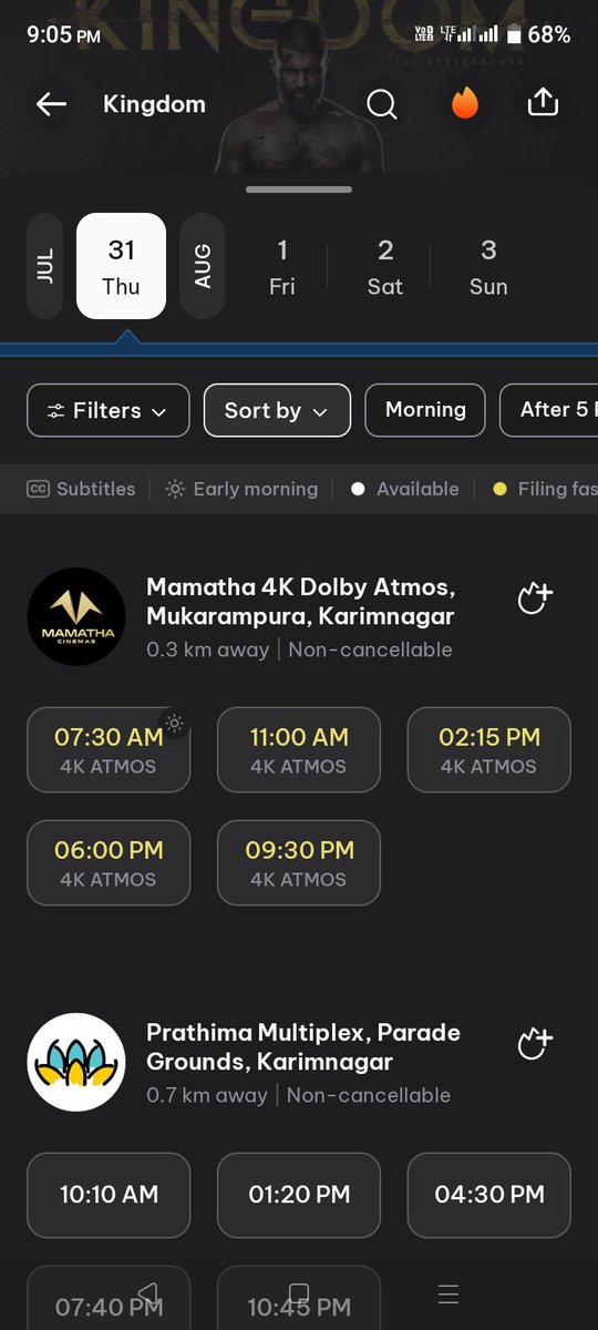 LvStr7's tweet photo. We got a 🔥KINGDOM🔥 tickets Day 1  Thursday get ready Rowdy boy's @TheDeverakonda @vamsi84 @KINGDOM_Offl @anirudhofficial  blockbuster loding.....🔥🥵🔥🥵🥵🔥💥🥰 https://t.co/nn1TQJqAHb