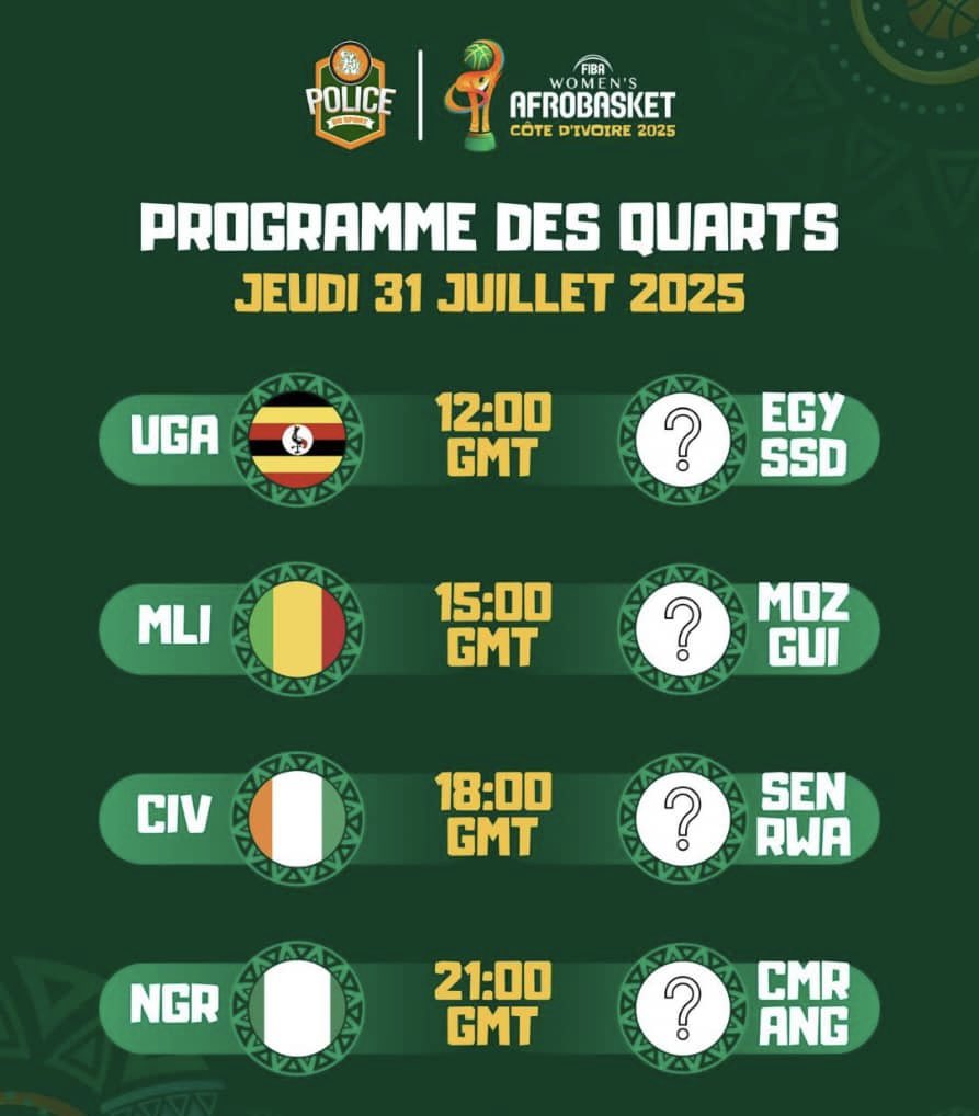 #AfrobasketWomen2025 le programme pour la suite de la compétition. Ce sera chaud 🔥🔥🔥