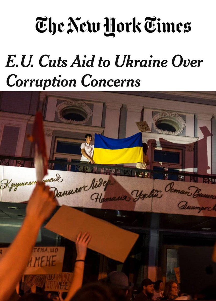 Devastating blow from the New York Times against the most widespread corruption in the world!

EU is cutting  financial aid because of Zelensky’s corruption. 

Protests in Kyiv and the West turning away mark a major shift.

1/7