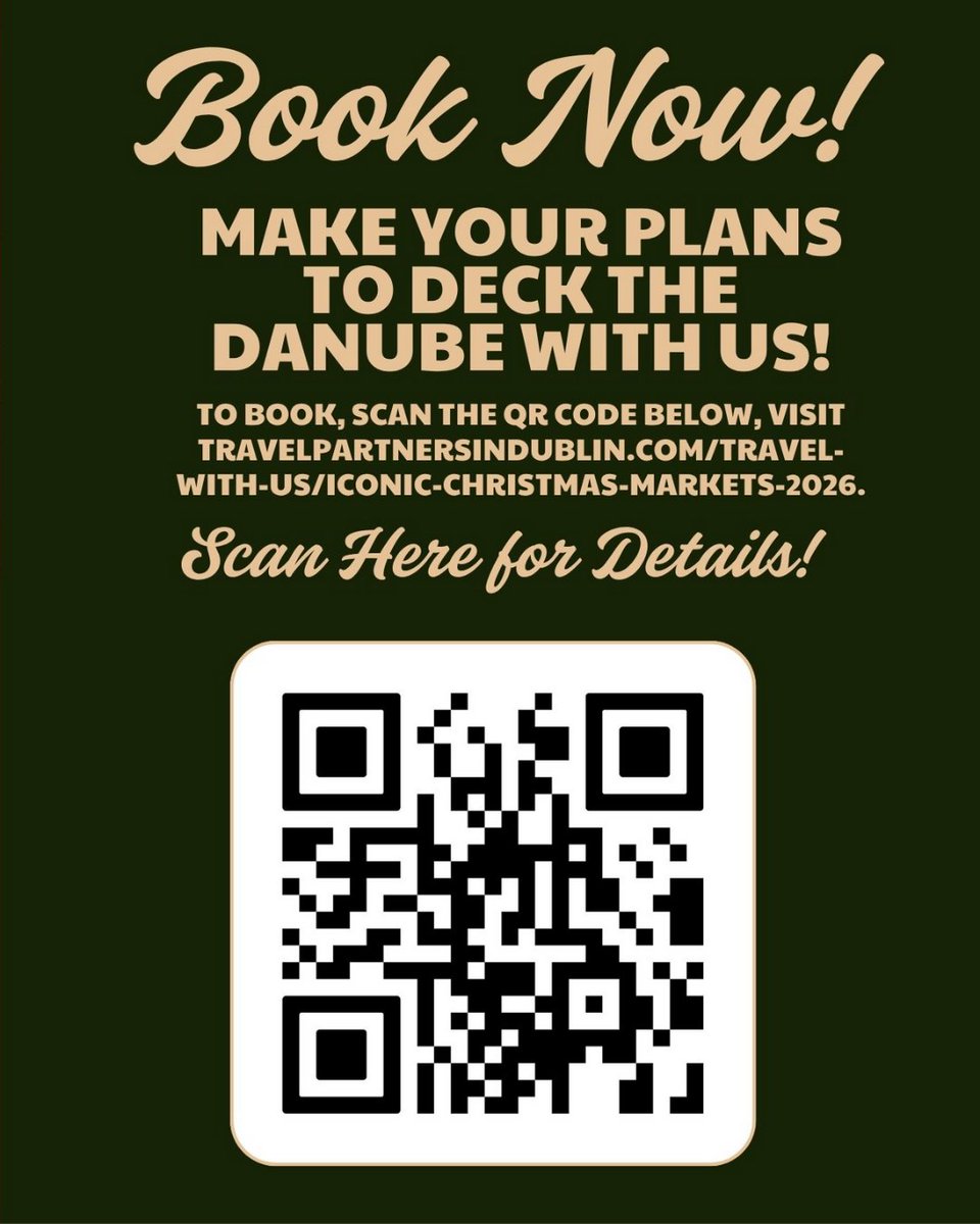 Imagine a privately chartered river cruise through Europe’s most magical Christmas markets… cobblestone streets, glowing lights, and snow-dusted charm at every turn.

That experience is here, and waiting for you to create memories.

travelpartnersindublin.com/travel-with-us…