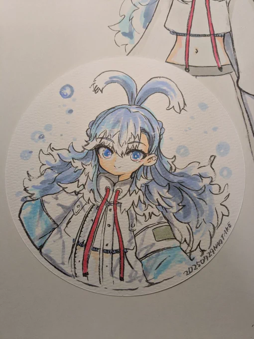 丸い紙買ったので試し描きのこぼ。面白い