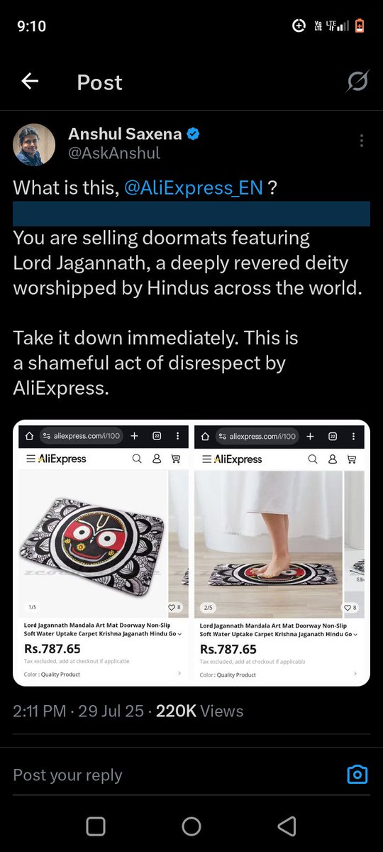 What the fuck 😡 <a href="/AliExpress_EN/">AliExpress</a> 
Don't Disrespect Lord Jagannath 😡 Remove it