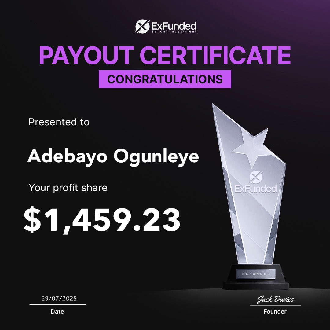 Expressfunded's tweet image. 🚨 ExFunded Payout Drop! 🚨 

💥 Second batch for round 1 of our payouts just landed, and our traders are EATING! 🍽️💸  round 2 coming again this week ‼️

Shoutout to every trader who stayed focused, executed with precision, and secured their bag with ExFunded. You’ve proven that…