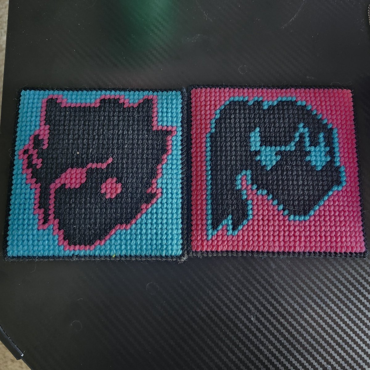 TheBaelinator's tweet photo. My mom knew me and my wife were excited for #grounded2 so she made us coasters of our favorite characters/creature cards from the first one! @GroundedTheGame @Obsidian @Xbox https://t.co/x0kjYxwT8F