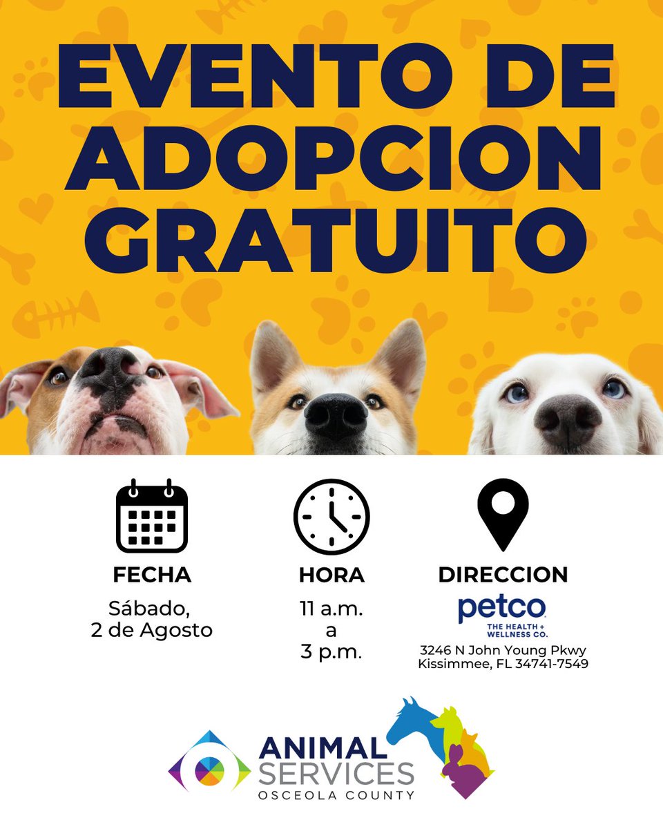 #ICYMI We brought the cuteness overload to PetSmart this past Saturday with FREE pet adoptions! Missed us? Don’t worry! Your next chance to meet your future furry BFF is right around the corner. 

📍 Petco (3246 N John Young Pkwy. Kissimmee, FL 34741)
📅 Saturday, August 2
🕚 11