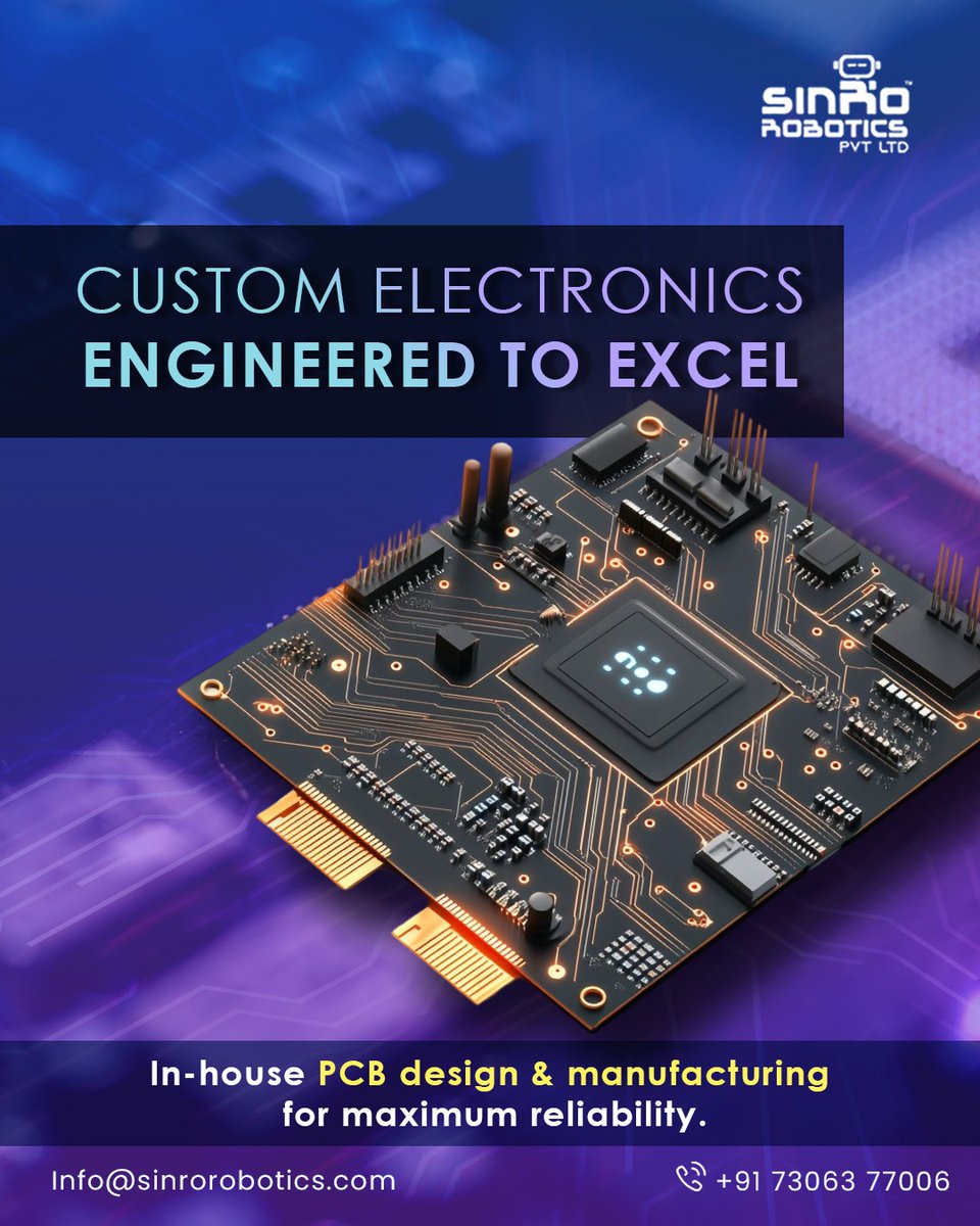 SinroRobotics's tweet image. At SinroRobotics, we design & manufacture high-quality PCBs for industrial, IoT & embedded applications.
From prototyping to production
#PCBDesign #Manufacturing #HardwareEngineering #MakeInIndia #SinroRobotics #IoT #Electronics #EmbeddedSystems #SmartTech