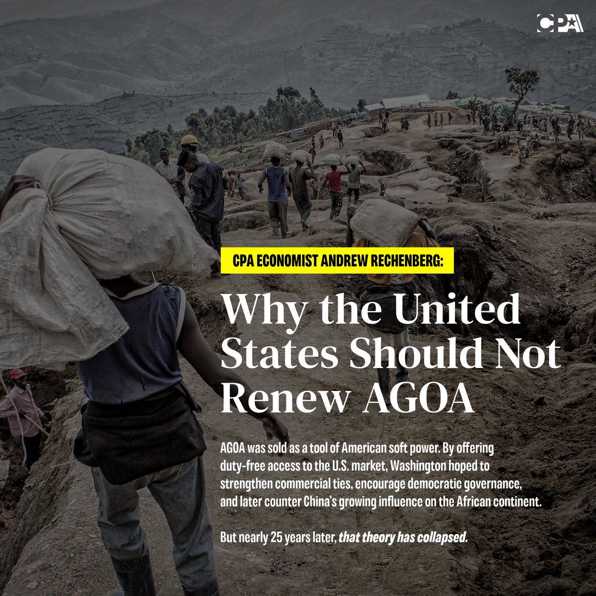 The African Growth &amp; Opportunity Act (AGOA) was designed to promote economic development &amp; democratic reform in Sub-Saharan Africa—granting duty-free access to the U.S. market for thousands of products.

CPA Economist <a href="/AndrewRech/">Andrew Rechenberg</a> explores how it failed.

tinyurl.com/yc7rjypu