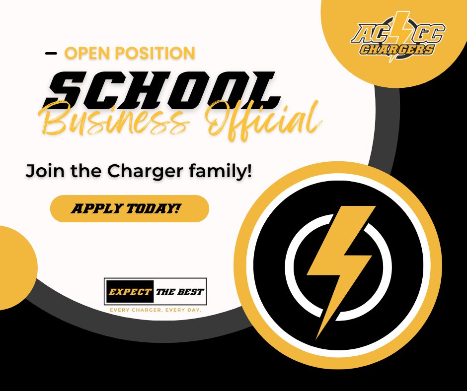 Join our leadership team! AC/GC is seeking a skilled School Business Official. 

Application Deadline: 08/08/2025
Apply: ats5.atenterprise.powerschool.com/ats/job_board_…

#chargernation